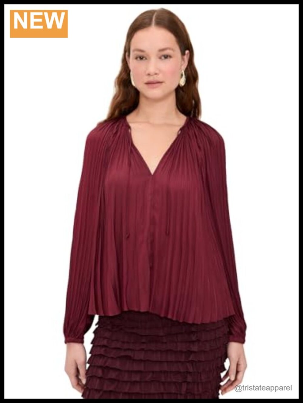 Ulla Johnson Women's Electra Blouse Size M Plisse Satin